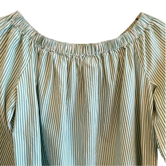 Free Assembly Women's Cold Shoulder Green Stripes Top Blouse ¾ Sleeves Size M - Picture 6 of 10
